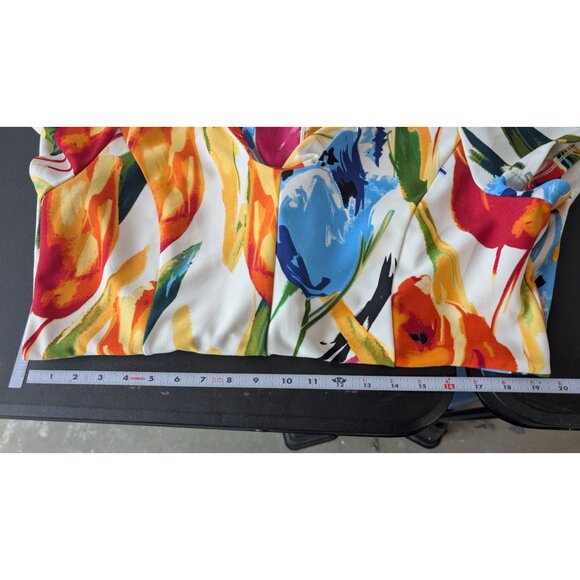 ILE New York Womens Floral Short Sleeve Midi Dress Size 16 Boho Easter Spring - Picture 8 of 9